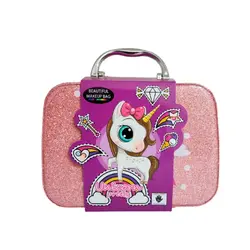Trusă cosmetice copii cu design unicorn roz și gentuță