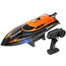 Barcă cu telecomandă RC iUni HJ812 portocalie racing pe apă