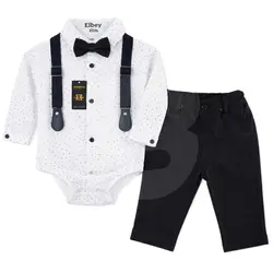 Costum bebeluși băiat bleumarin 3 piese pantaloni body și bretele