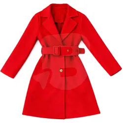 Palton fete 4–14 ani culoare roșu cu cordon – set 6 bucăți