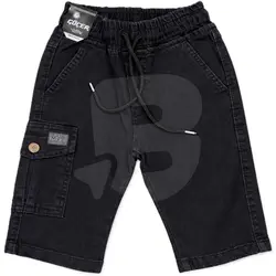 Set 5 Pantaloni Scurți din Blugi pentru Băieți, Model Cargo, Culoare Negru, 3–7 ani și 8–12 ani
