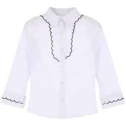 Set 4 Cămăși Albe pentru Fete din Bumbac, cu Guler Elegant – 6–10 ani