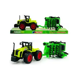 Tractor agricol de jucărie cu remorcă și plug