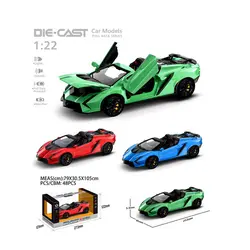 Mașină Metalică Sport de Colecție, Scara 1:22, Efecte Sonore și Lumini LED, Elemente Mobile (Uși și Capotă), Mecanism Pull-Back