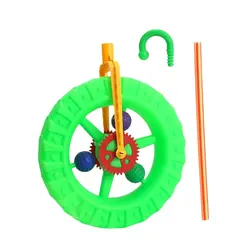 Roată de Împins din Plastic, Model Mare cu Mâner Ergonomic, Efecte Sonore Mecanice, Înălțime Totală 55 cm, Multicolor