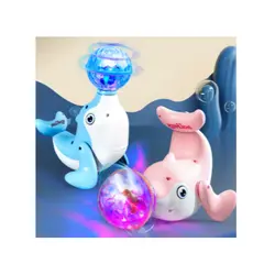 Delfin Dansator interactiv, cu minge rotativa LED, sunete si miscari dinamice
