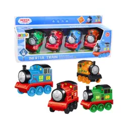 Set 4 locomotive educative colorate cu mecanism de inerție