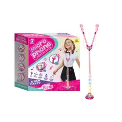 Set Dublu Microfoane Karaoke Wireless "Star Party" pentru Copii, Conectivitate Bluetooth, Boxă Integrată și Lumini LED Multicolore