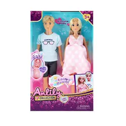 Set păpuși Family Anlily cu mamă însărcinată, tată și bebeluș în ambalaj original