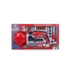 Set de Construcție "Junior Engineer", cu Bormașină Electrică, Cască de Protecție și 15+ Unelte de Bricolaj