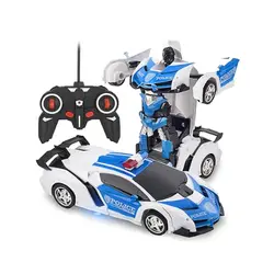 Robot Mașină de Poliție 2-în-1 cu Telecomandă, Transformare Automată, Lumini și Sunete