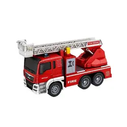 Camion de Pompieri Interactiv, Scara 1:16, Braț Extensibil, Pompă de Apă Reală, Efecte Luminoase și Sonore, Lungime 28 cm, Roșu