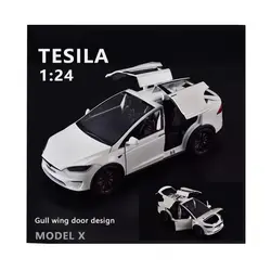 Mașină Metalică tip Tesla Model X, Scara 1:24, Sunete, Lumini și Portiere Mobile, Lungime 20 cm