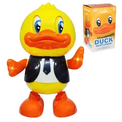 Rață Dansatoare Interactivă cu Lumini LED, Muzică și Mișcare, Material Rezistent, Înălțime 20 cm