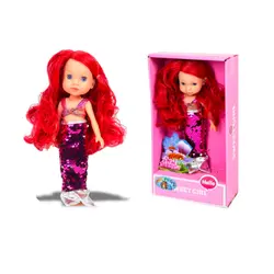 Păpușă Sirenă Prințesă, Coadă Articulată cu Sclipici, Accesorii de Coafat Incluse, Înălțime 30 cm, Multicolor