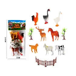 Set Complet 8 Figurine Animale de Fermă, Include Elemente de Gard, Modele Realiste, Material Rezistent, Dimensiuni 8-12 cm