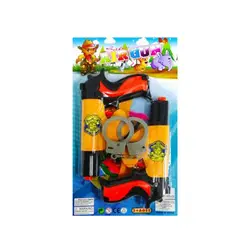 Set de Jucărie Air Gun pentru Copii, Include 2 Pistoale cu Aer, Cătușe cu Chei și Insignă, Lungime Pistol 22 cm, Multicolor