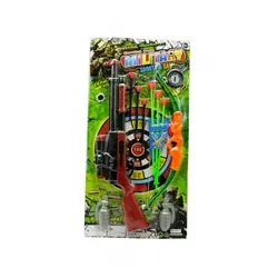 Set de Joacă Militar 2-în-1, Include Pușcă cu Arc Tactice, Săgeți cu Ventuză și Accesorii de Luptă, Lungime Arc 48 cm, Camuflaj Forest