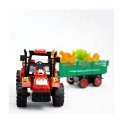 Tractor cu remorcă și 4 figurine pasăre jucărie agricolă pentru copii