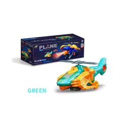 Elicopter Interactiv Transformabil în Dinozaur, Efecte Sonore de Luptă, Lumini LED Multicolore, Mișcare Automată, Lungime 21 cm