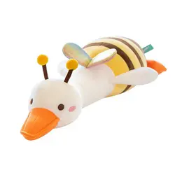 Rățușcă din Pluș Moale în Costum de Albinuță, Textură Catifelată, Design Creativ „Bee Duck”, Înălțime 25 cm, Galben/Negru