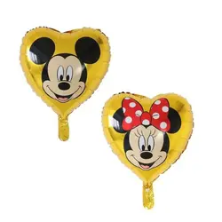 Balon din Folie de Aluminiu în Formă de Inimă Mickey și Minnie Mouse, Auriu, 45 x 45 cm