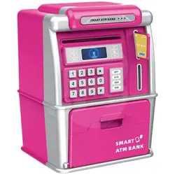 Bancomat electronic pentru copii Smart ATM Bank, cu recunoaștere monede și bancnote, alimentare cu baterii