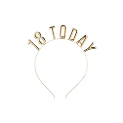 Bentiță Metalică Aniversară „18 Today”, Culoare Auriu Metalizat, Dimensiune Standard 13 cm x 15 cm