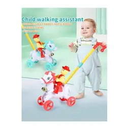 Jucărie de Împins „Călăreț pe Cal”, Mecanism cu Mișcare și Sunet, Mâner Ergonomic, Înălțime Totală 55 cm, Multicolor