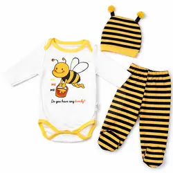 Compleu bebeluși din bumbac Little Bee body pantaloni căciuliță
