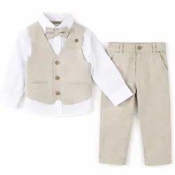 Costum elegant băiat bej 4 piese 5–8 ani set complet
