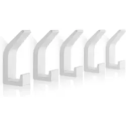 Cuier de Perete din Metal, Vopsit Alb, Sistem Autoadeziv, Dimensiuni 7 x 3 x 2 cm