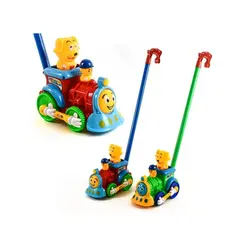 Trenuleț de împins cu urs și sunete, jucărie pentru copii mici