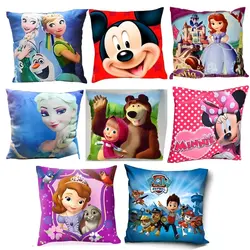 Față de Pernă Decorativă pentru Copii, Imprimeuri Vesele și Colorate, Dimensiuni 45 x 45 cm, Material Moale