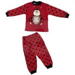 Pijama copii din bumbac Happy Ladybug roșie set bluză și pantaloni