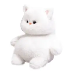 Pisică de Pluș Albă, Textură Catifelată, Design Realist, Ideală pentru Îmbrățișări, Înălțime 22 cm, Alb Imaculat
