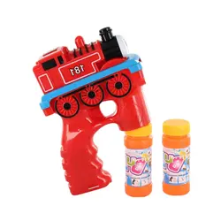 Pistol pentru baloane de săpun cu LED, formă locomotivă, jucărie pentru exterior