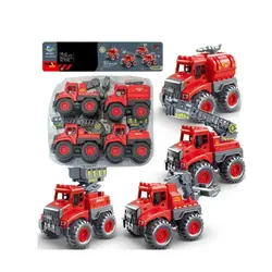 Set 4 masinute de interventie, Pompieri si Politie, vehicule cu roti libere pentru copii