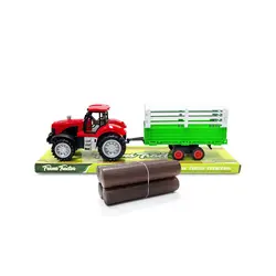 Tractor cu remorcă și bușteni – set de joacă fermă pentru copii