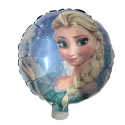 Balon din Folie de Aluminiu Rotund, Model Elsa din Frozen, Albastru, 25 x 25 cm