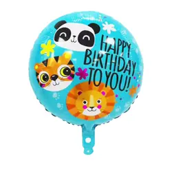 Balon din Folie de Aluminiu Rotund Animale din Junglă, Panda, Tigru și Leu, 45 x 45 cm