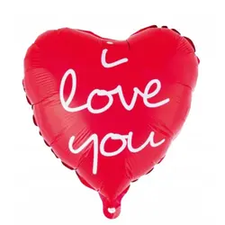 Balon din Folie de Aluminiu în Formă de Inimă, Roșu, Mesaj „I Love You”, 45 x 45 cm