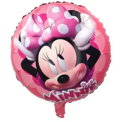 Balon din Folie de Aluminiu Rotund Minnie Mouse, Roz cu Buline, 45 x 45 cm