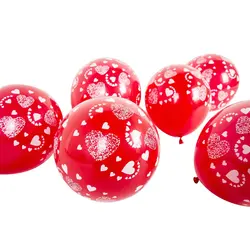 Baloane roșii din latex cu inimioare albe 30 cm