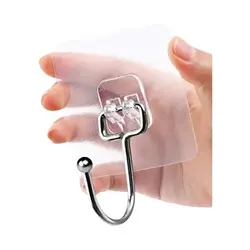 Set 2 Cuiere Tip Cârlig Autoadezive, Inox și PVC, Rezistente la Apă, 7 x 7 x 6 cm