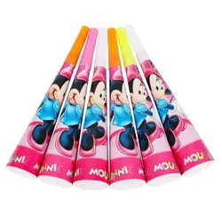 Trompete de petrecere din hârtie cu imprimeuri colorate