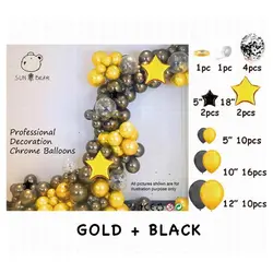 Set Arcadă Baloane Aniversare 46 Piese Auriu și Negru