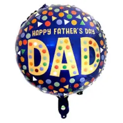 Balon din Folie de Aluminiu Rotund, Mesaj „Happy Father's Day DAD”, Albastru, 45 x 45 cm