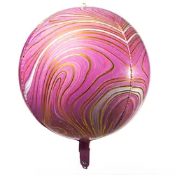 Balon din Folie de Aluminiu Tip Sferă, Model Marmură Roz cu Inserții Aurii, 45 x 45 cm