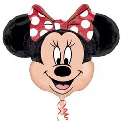 Balon din Folie de Aluminiu Figurină Cap Minnie Mouse cu Fundiță Roșie, Decor Aniversar Disney, 64 x 60 cm
